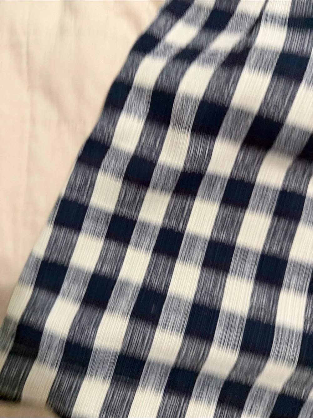 Commense Navy & White Gingham Scallop Crop Top and Shorts Set